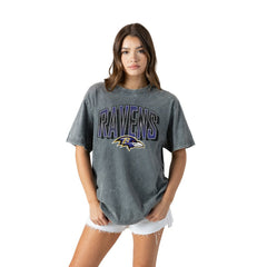 Baltimore Ravens Gameday Couture Women's Peak Performance Oversized Snow Wash T-Shirt Gray