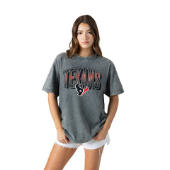 Houston Texans Gameday Couture Women's Peak Performance Oversized Snow Wash T-Shirt Gray