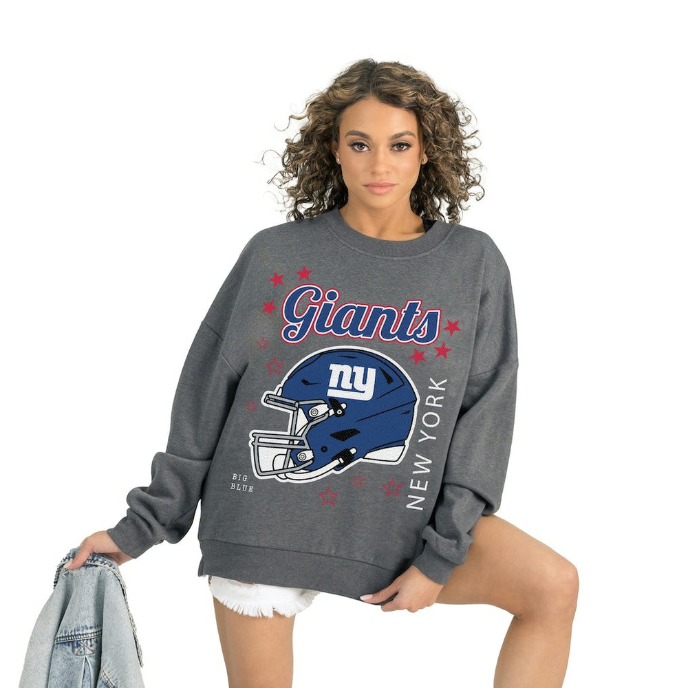 New York Giants Gameday Couture Women's Ready to Rumble Premium Fleece Pullover Sweatshirt Gray