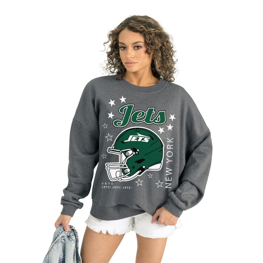 New York Jets Gameday Couture Women's Ready to Rumble Premium Fleece Pullover Sweatshirt Gray