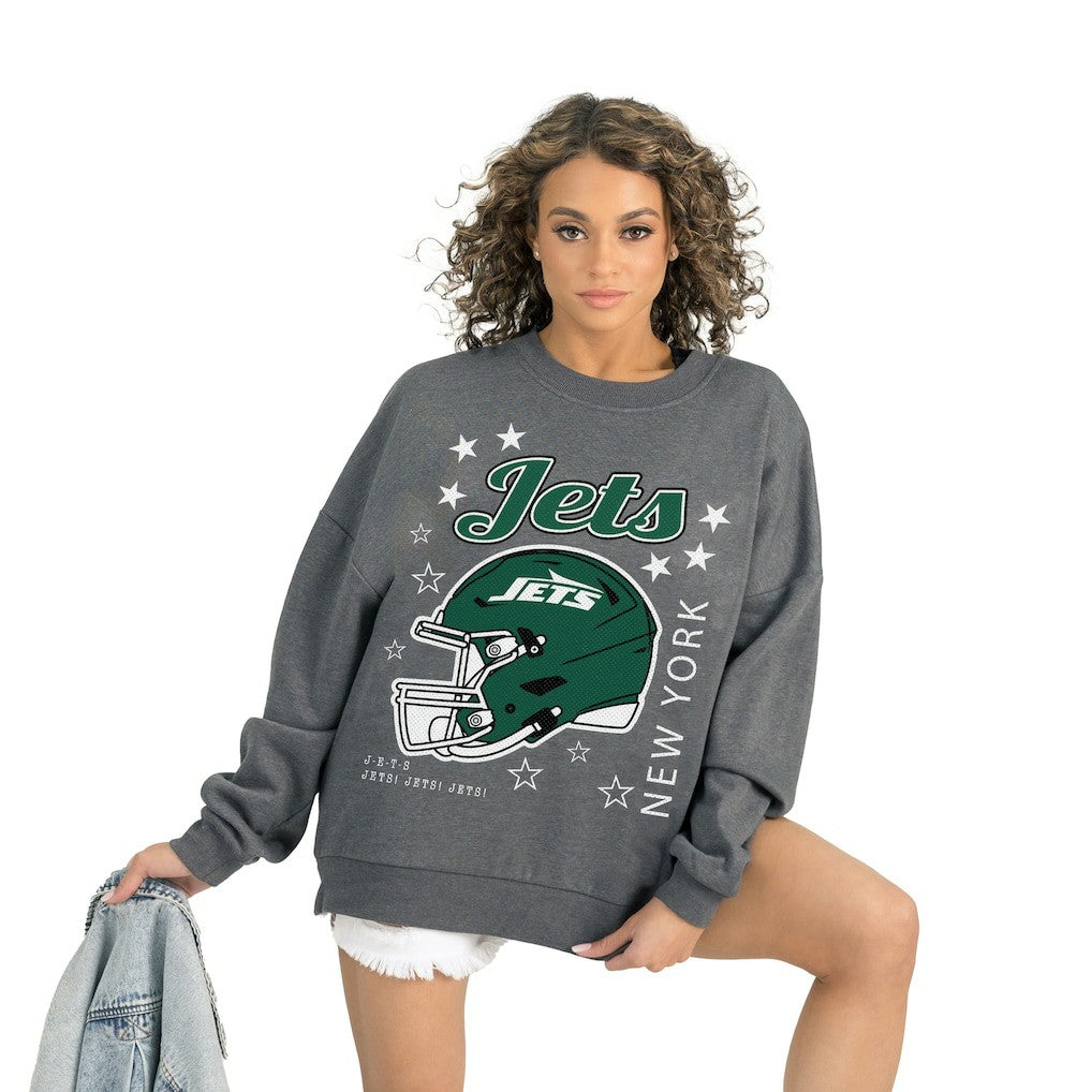 New York Jets Gameday Couture Women's Ready to Rumble Premium Fleece Pullover Sweatshirt Gray