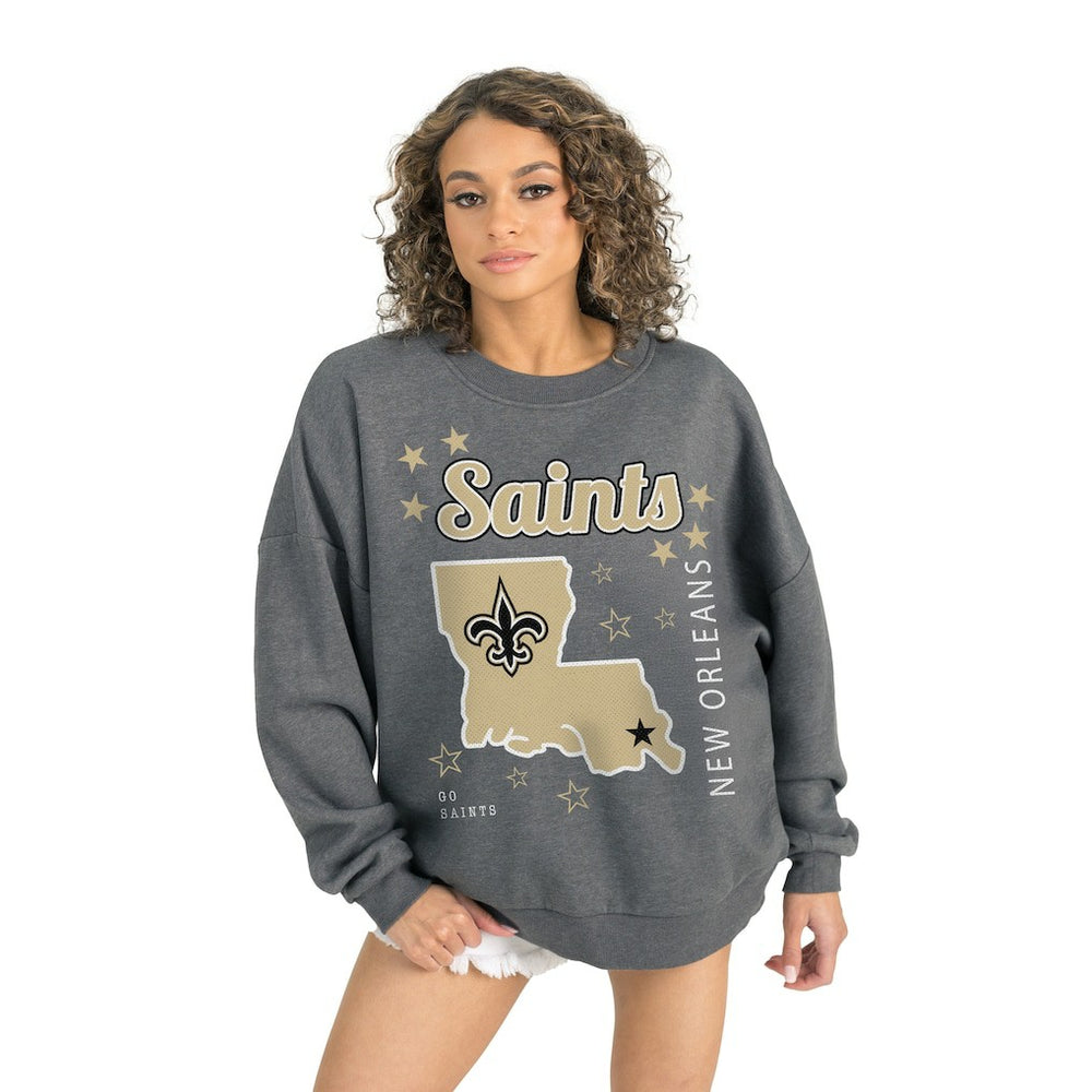New Orleans Saints Gameday Couture Women's Ready to Rumble Premium Fleece Pullover Sweatshirt Gray