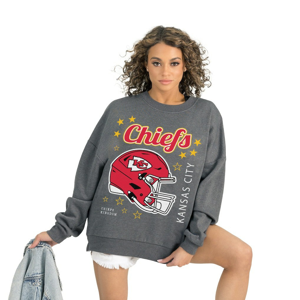 Kansas City Chiefs Gameday Couture Women's Ready to Rumble Premium Fleece Pullover Sweatshirt Gray