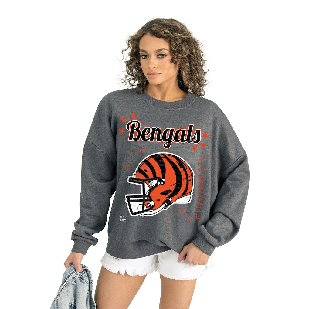 Cincinnati Bengals Gameday Couture Women's Ready to Rumble Premium Fleece Pullover Sweatshirt Gray