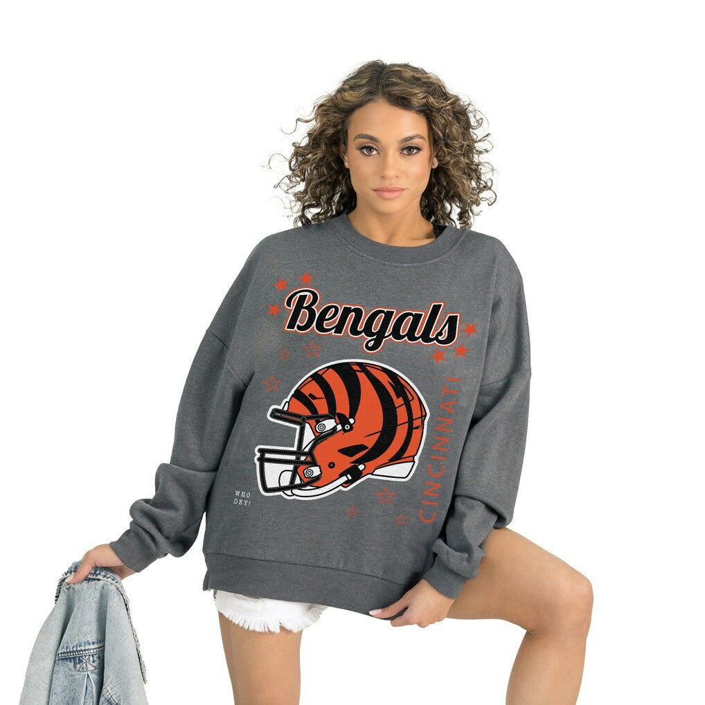 Cincinnati Bengals Gameday Couture Women's Ready to Rumble Premium Fleece Pullover Sweatshirt Gray