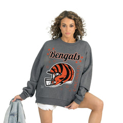 Cincinnati Bengals Gameday Couture Women's Ready to Rumble Premium Fleece Pullover Sweatshirt Gray