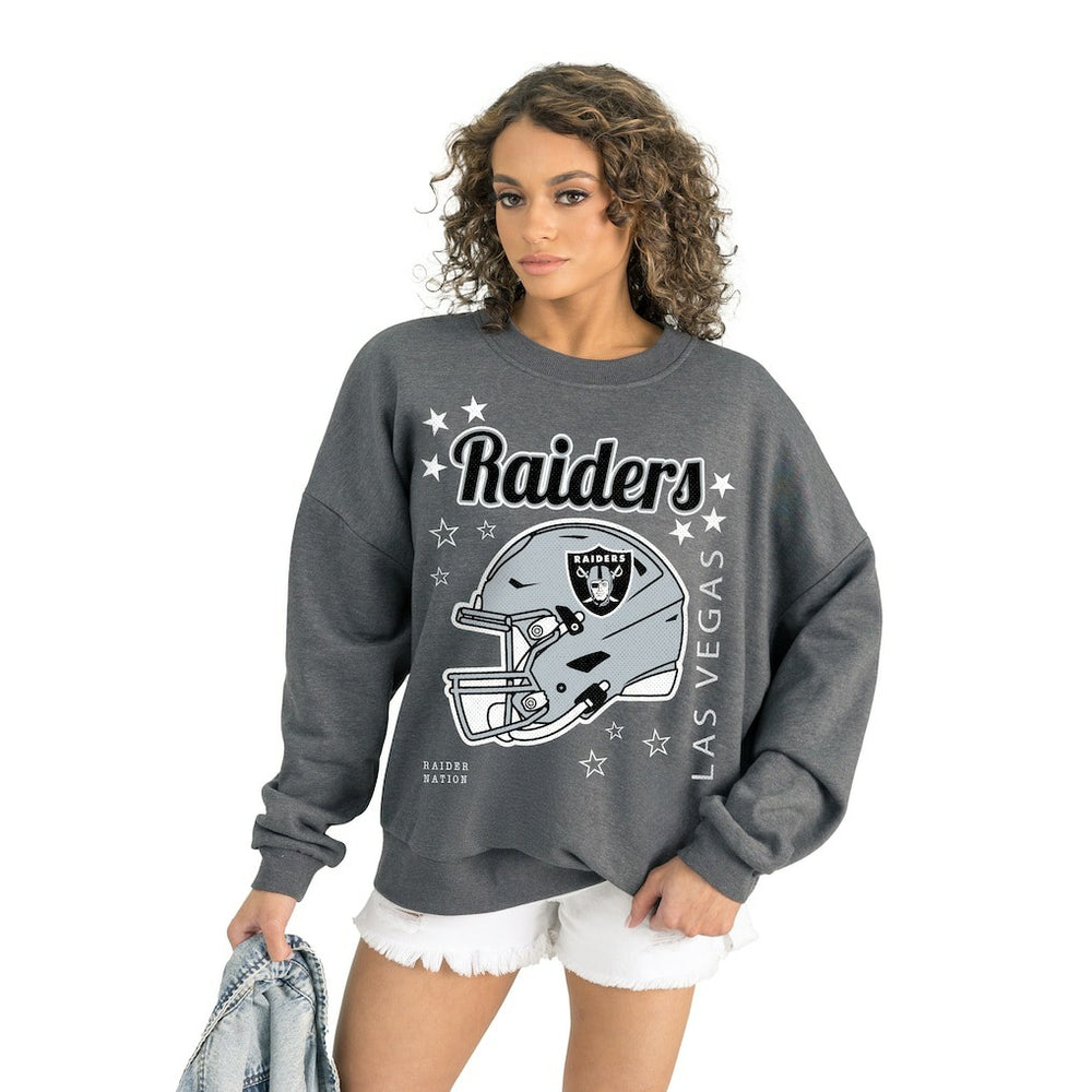 Las Vegas Raiders Gameday Couture Women's Ready to Rumble Premium Fleece Pullover Sweatshirt Gray