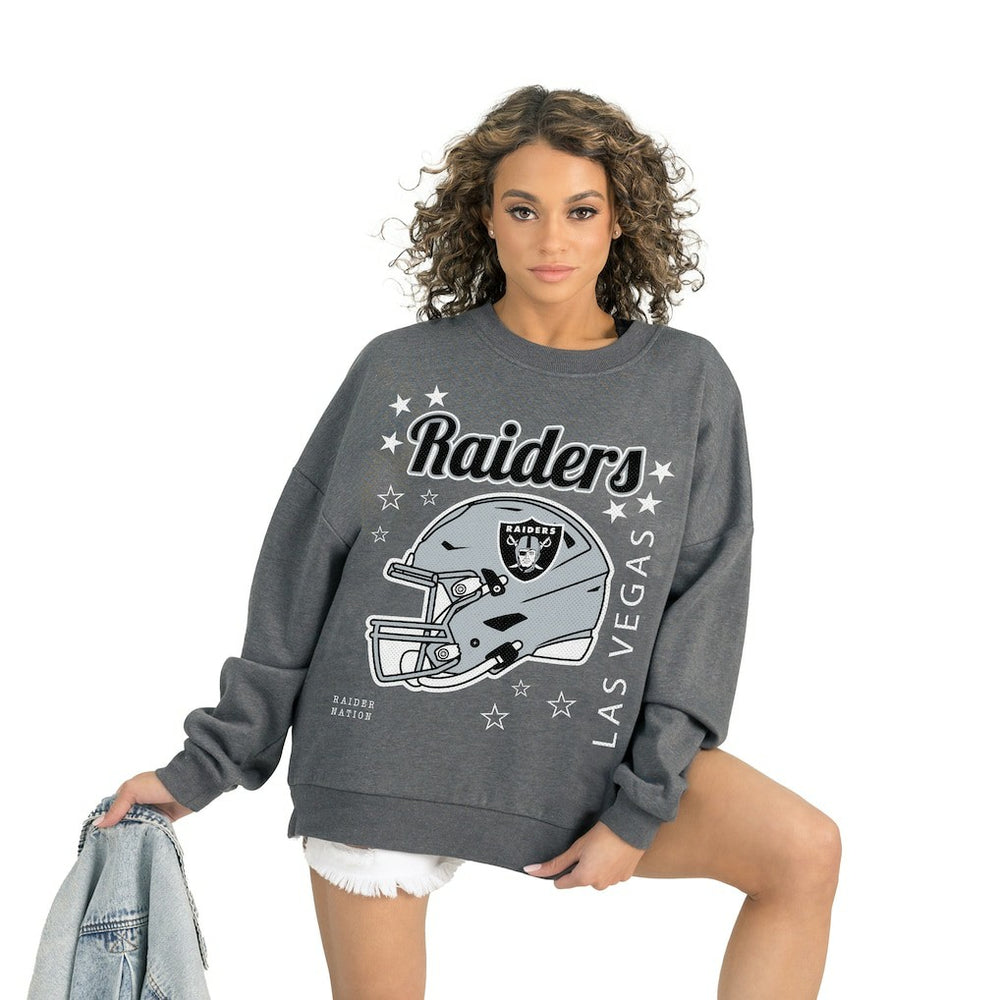 Las Vegas Raiders Gameday Couture Women's Ready to Rumble Premium Fleece Pullover Sweatshirt Gray