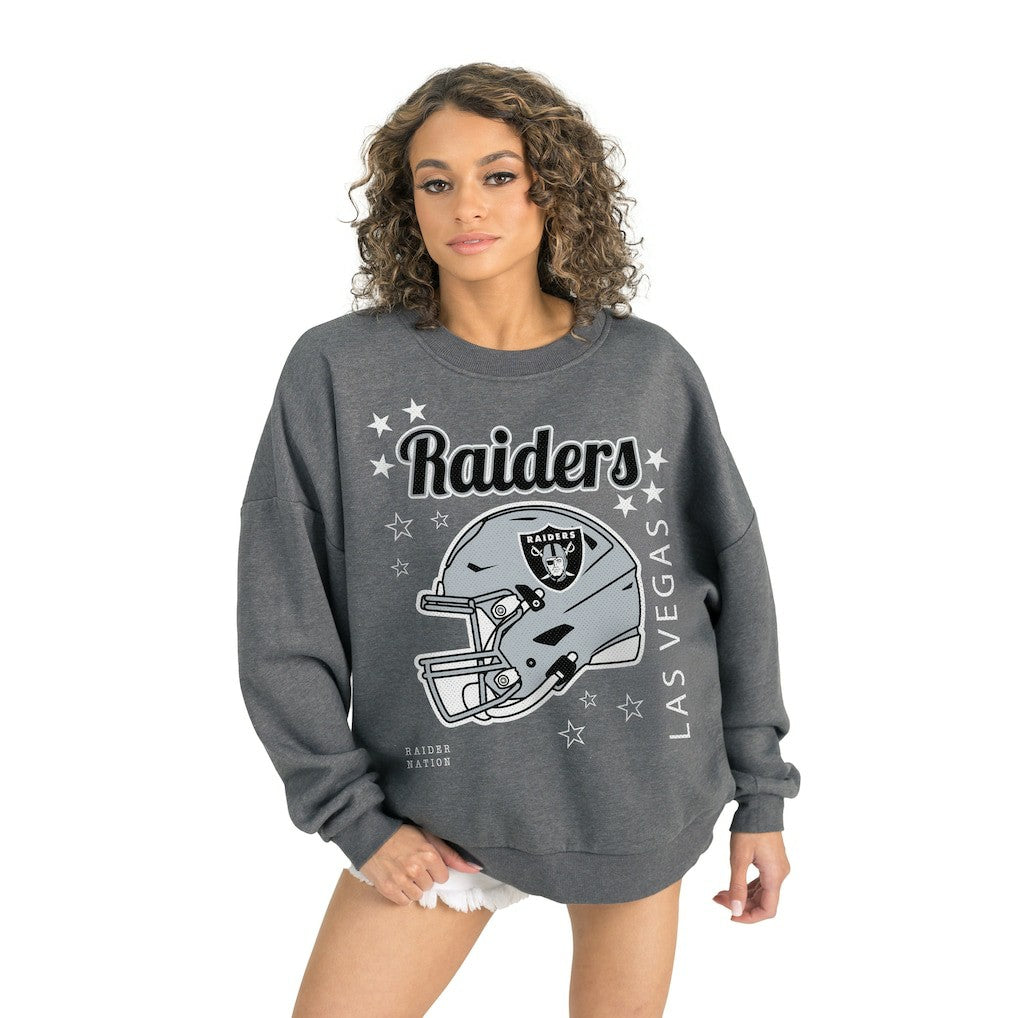 Las Vegas Raiders Gameday Couture Women's Ready to Rumble Premium Fleece Pullover Sweatshirt Gray