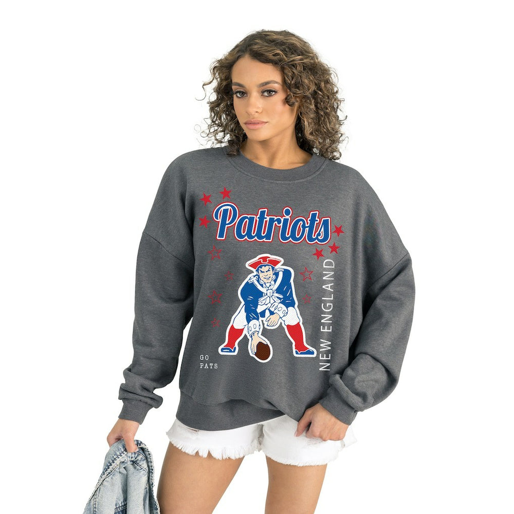 New England Patriots Gameday Couture Women's Ready to Rumble Premium Fleece Pullover Sweatshirt Gray