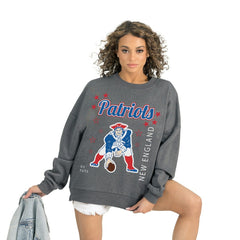 New England Patriots Gameday Couture Women's Ready to Rumble Premium Fleece Pullover Sweatshirt Gray