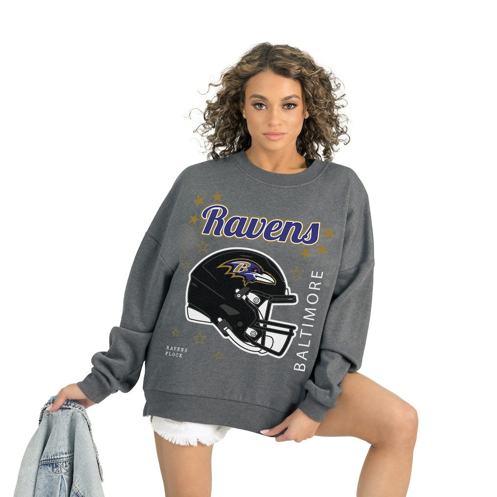 Baltimore Ravens Gameday Couture Women's Ready to Rumble Premium Fleece Pullover Sweatshirt Gray