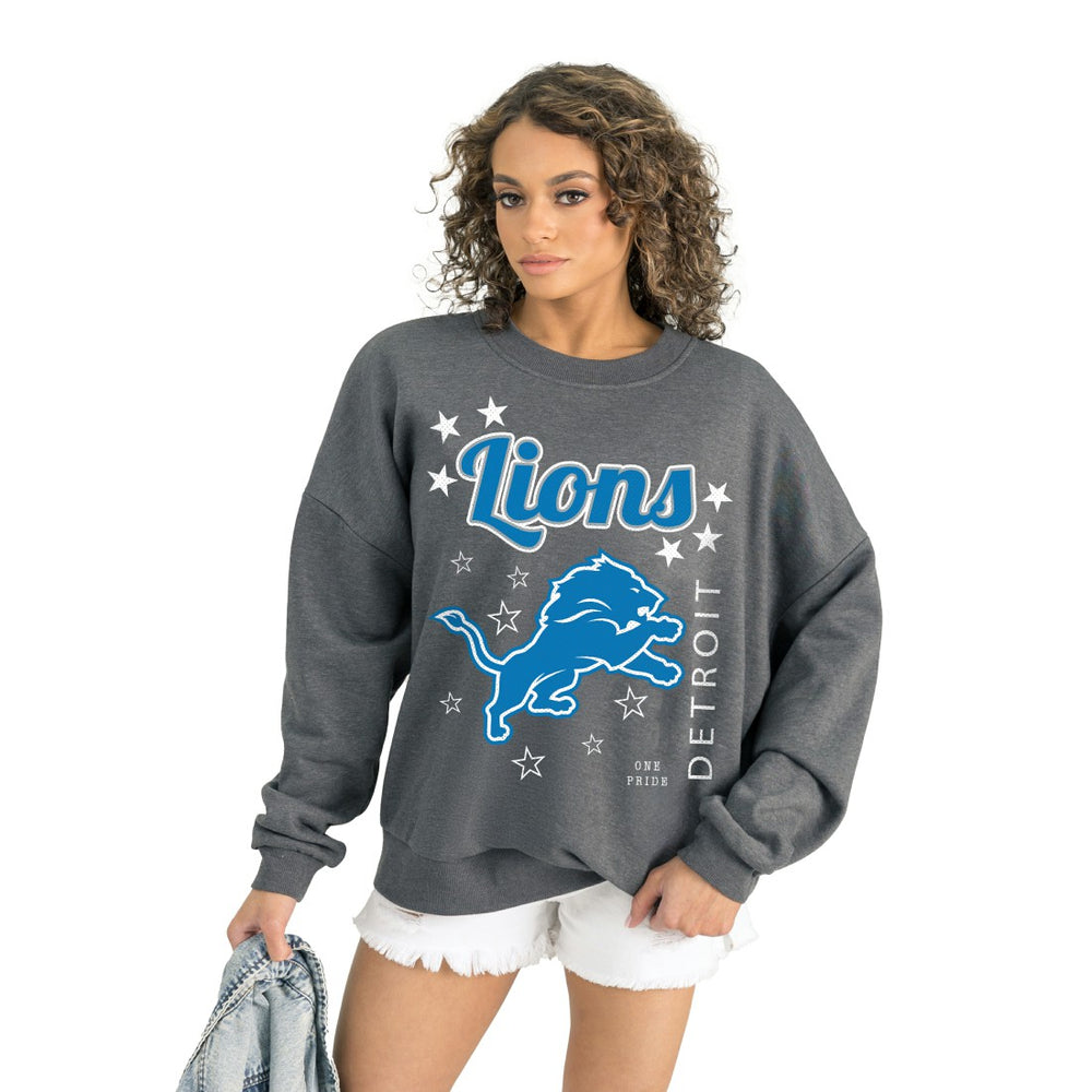 Detroit Lions Gameday Couture Women's Ready to Rumble Premium Fleece Pullover Sweatshirt Gray