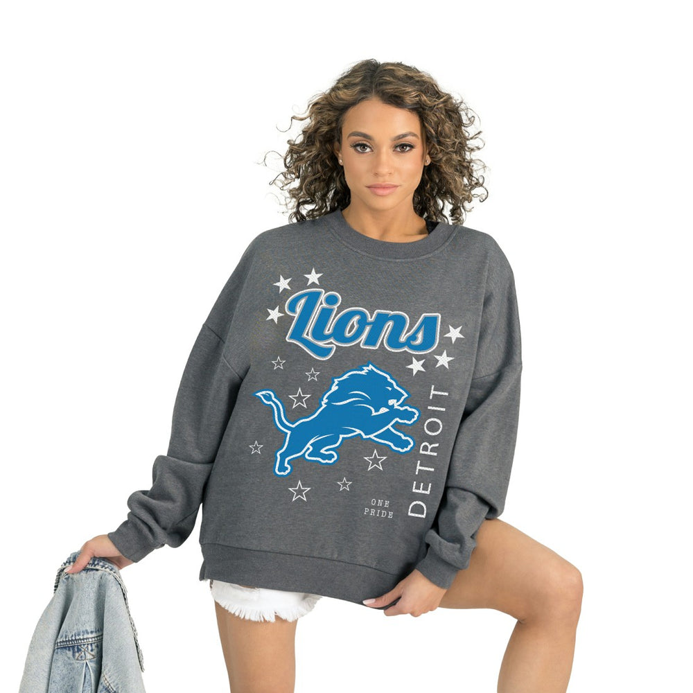 Detroit Lions Gameday Couture Women's Ready to Rumble Premium Fleece Pullover Sweatshirt Gray