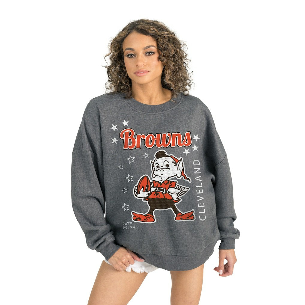 Cleveland Browns Gameday Couture Women's Ready to Rumble Premium Fleece Pullover Sweatshirt Gray