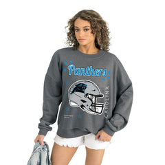 Carolina Panthers Gameday Couture Women's Ready to Rumble Premium Fleece Pullover Sweatshirt Gray