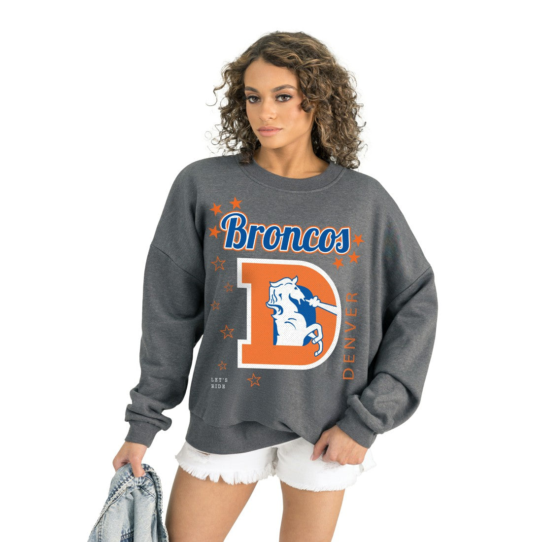 Denver Broncos Gameday Couture Women's Ready to Rumble Premium Fleece Pullover Sweatshirt Gray