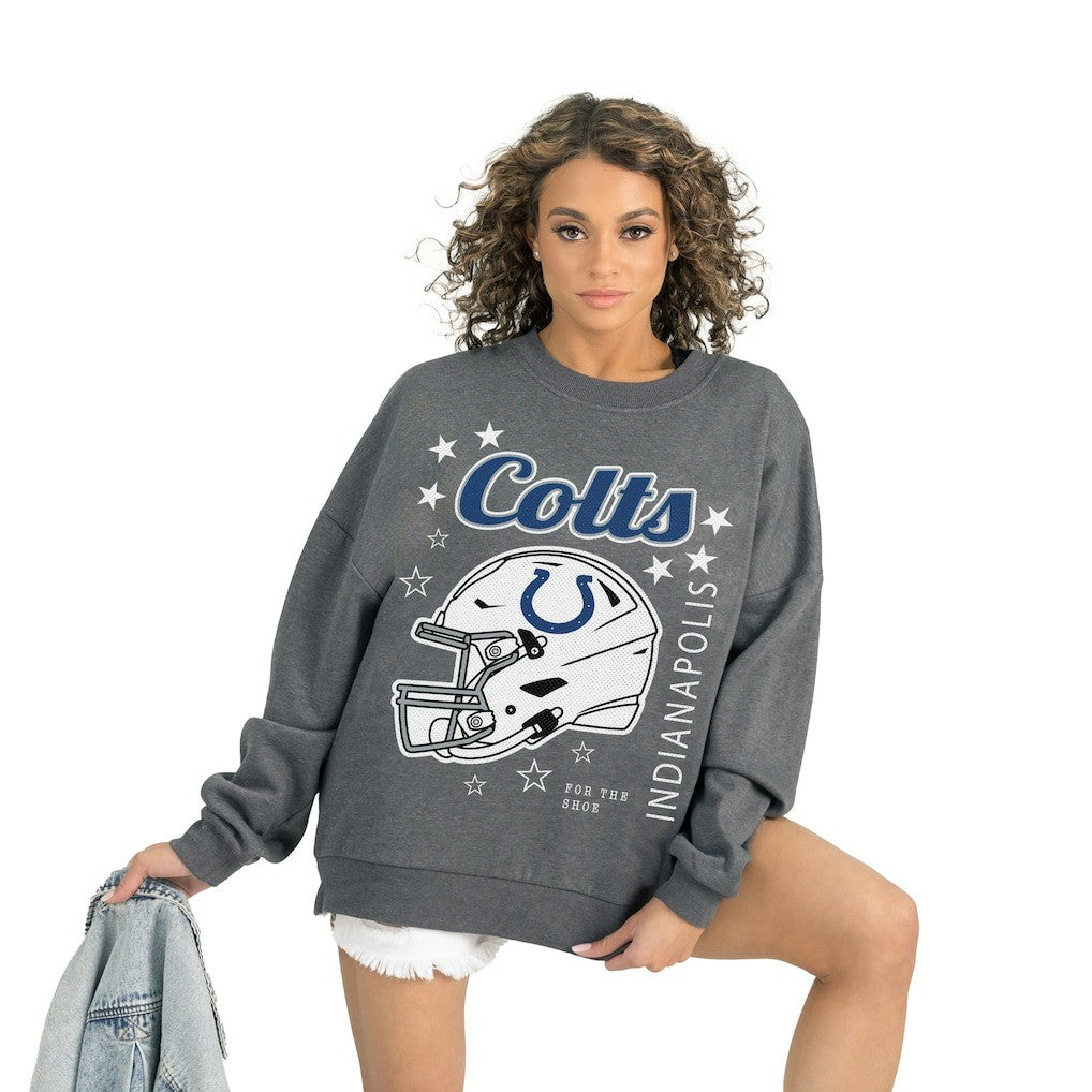 Indianapolis Colts Gameday Couture Women's Ready to Rumble Premium Fleece Pullover Sweatshirt Gray