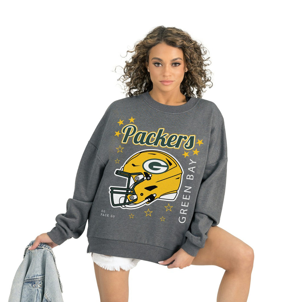Green Bay Packers Gameday Couture Women's Ready to Rumble Premium Fleece Pullover Sweatshirt Gray