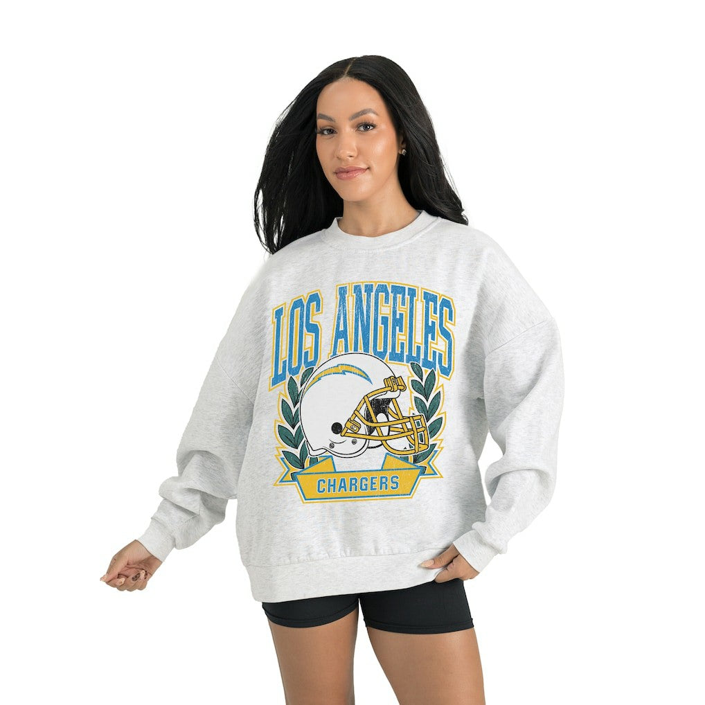 Los Angeles Chargers Gameday Couture Women's Heritage Premium Fleece Pullover Sweatshirt Gray