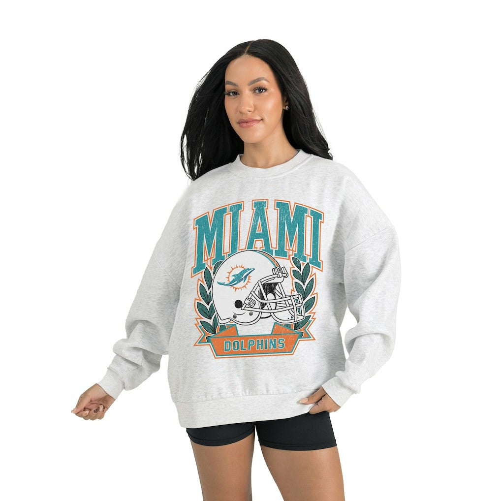 Miami Dolphins Gameday Couture Women's Heritage Premium Fleece Pullover Sweatshirt Gray
