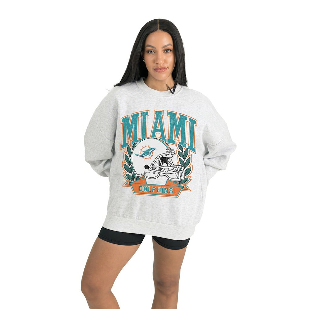 Miami Dolphins Gameday Couture Women's Heritage Premium Fleece Pullover Sweatshirt Gray