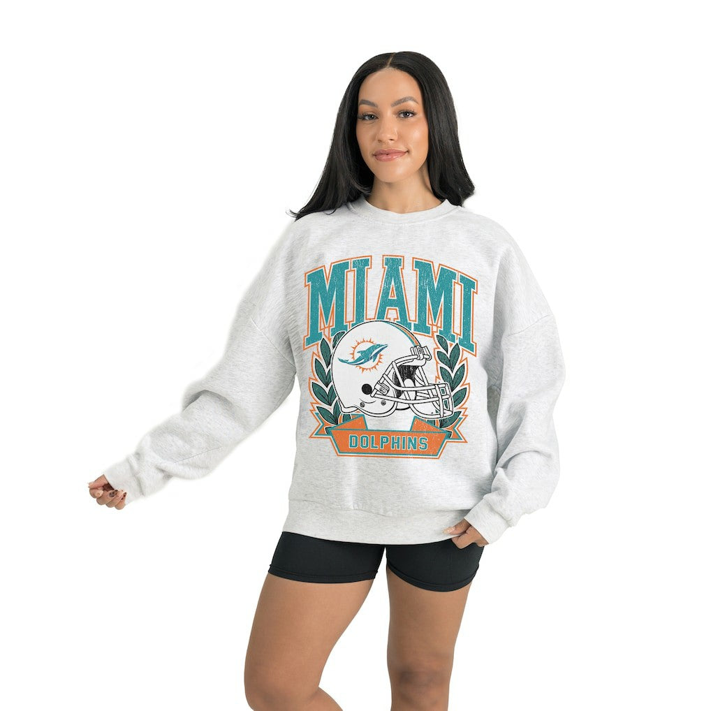 Miami Dolphins Gameday Couture Women's Heritage Premium Fleece Pullover Sweatshirt Gray