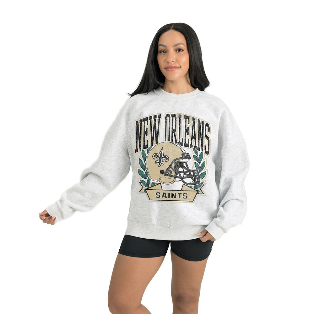 New Orleans Saints Gameday Couture Women's Heritage Premium Fleece Pullover Sweatshirt Gray