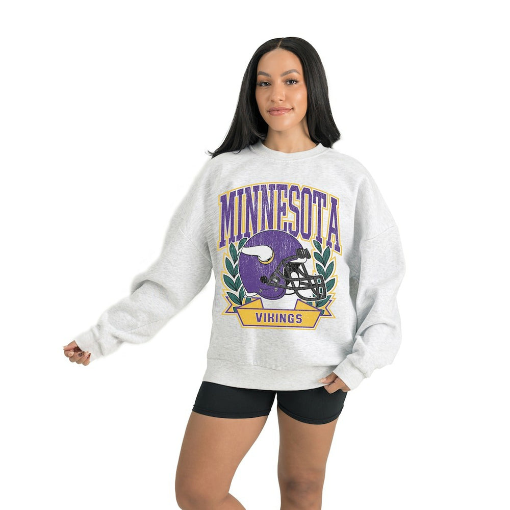 Minnesota Vikings Gameday Couture Women's Heritage Premium Fleece Pullover Sweatshirt Gray