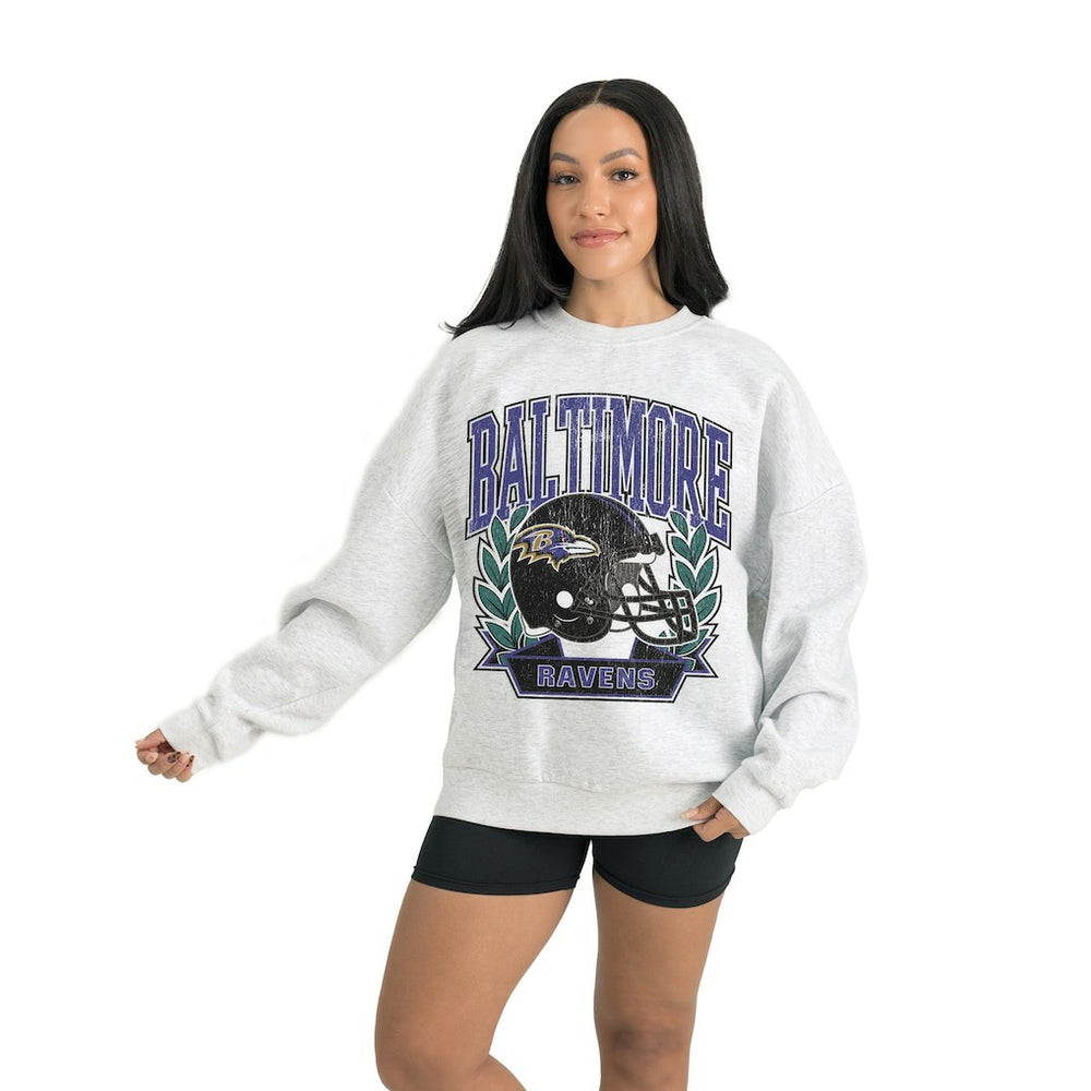 Baltimore Ravens Gameday Couture Women's Heritage Premium Fleece Pullover Sweatshirt Gray