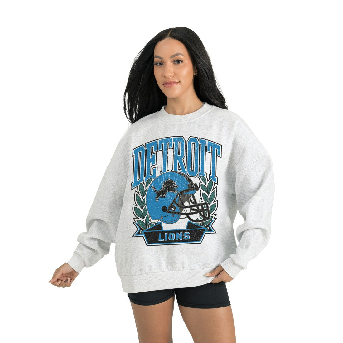 Detroit Lions Gameday Couture Women's Heritage Premium Fleece Pullover Sweatshirt Gray