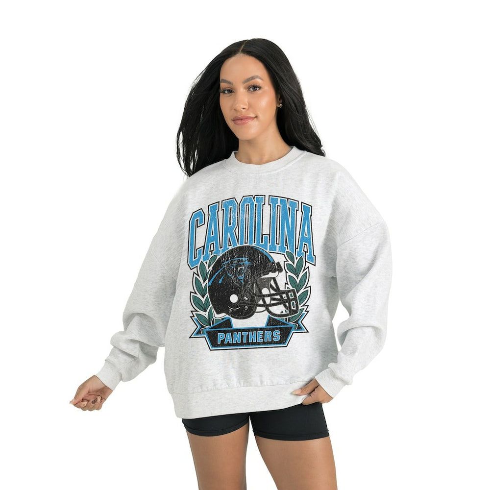 Carolina Panthers Gameday Couture Women's Heritage Premium Fleece Pullover Sweatshirt Gray