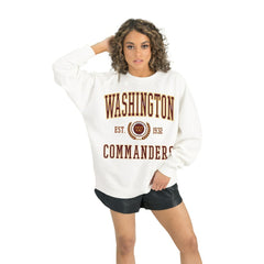 Washington Commanders Gameday Couture Women's Timeless Triumph Premium Fleece Pullover Sweatshirt White