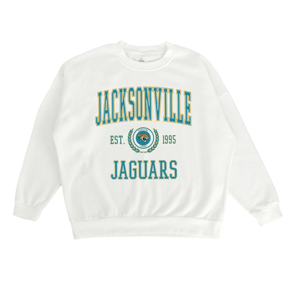 Jacksonville Jaguars Gameday Couture Women's Timeless Triumph Premium Fleece Pullover Sweatshirt White