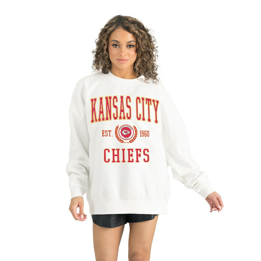 Kansas City Chiefs Gameday Couture Women's Timeless Triumph Premium Fleece Pullover Sweatshirt White