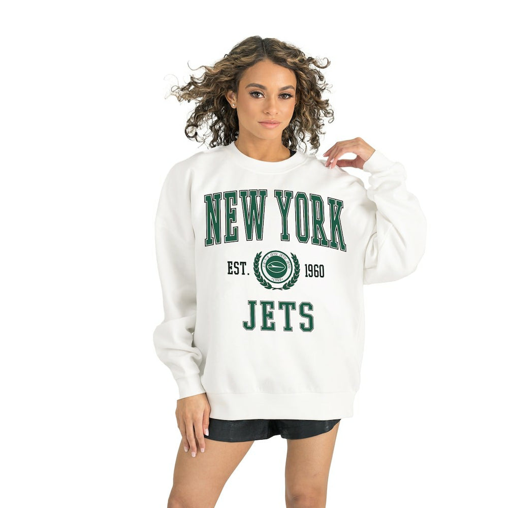 New York Jets Gameday Couture Women's Timeless Triumph Premium Fleece Pullover Sweatshirt White