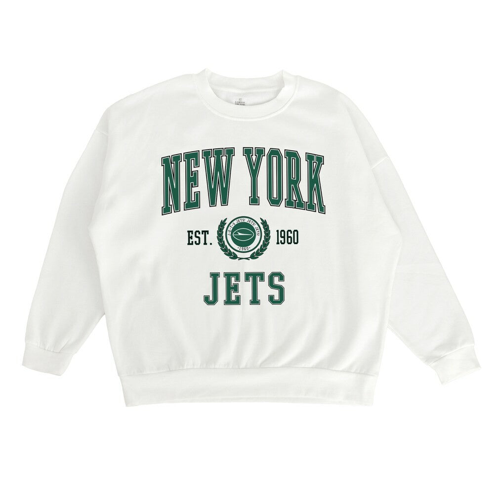 New York Jets Gameday Couture Women's Timeless Triumph Premium Fleece Pullover Sweatshirt White