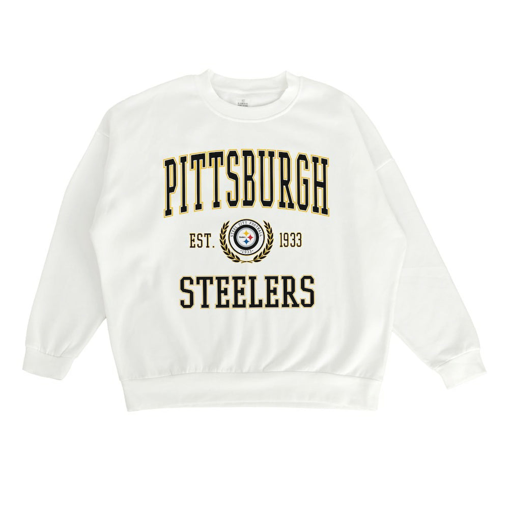 Pittsburgh Steelers Gameday Couture Women's Timeless Triumph Premium Fleece Pullover Sweatshirt White