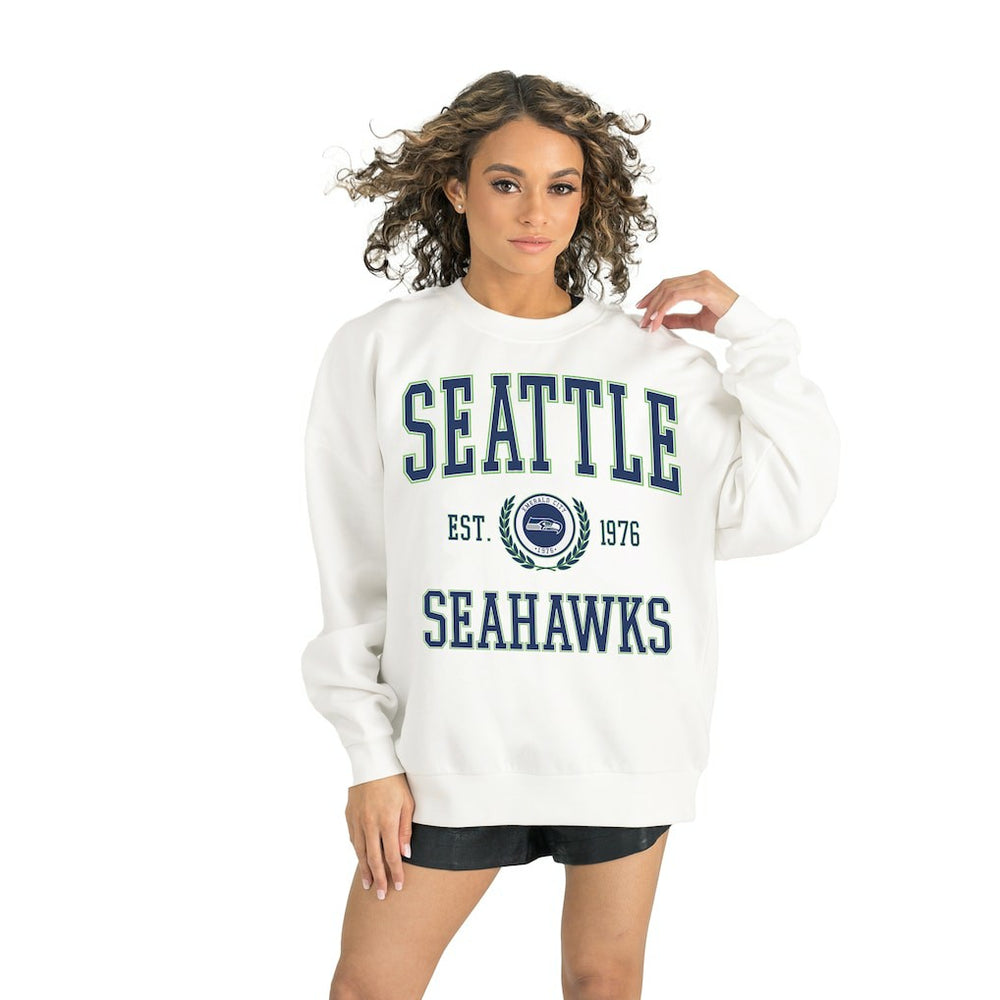 Seattle Seahawks Gameday Couture Women's Timeless Triumph Premium Fleece Pullover Sweatshirt White