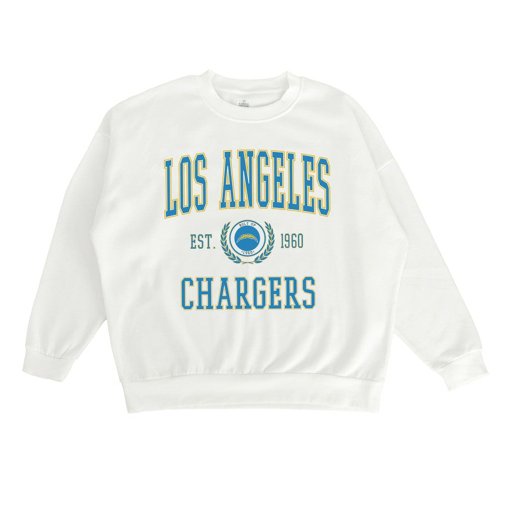 Los Angeles Chargers Gameday Couture Women's Timeless Triumph Premium Fleece Pullover Sweatshirt White