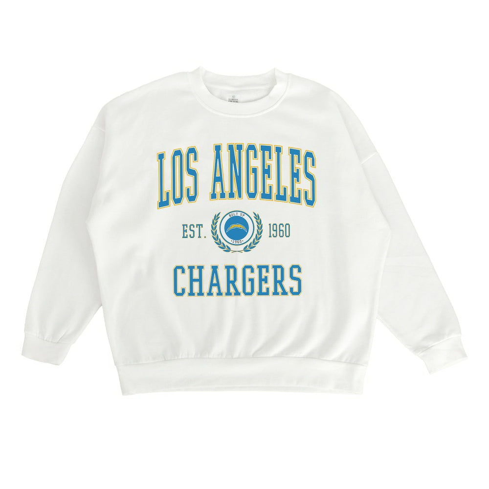 Los Angeles Chargers Gameday Couture Women's Timeless Triumph Premium Fleece Pullover Sweatshirt White