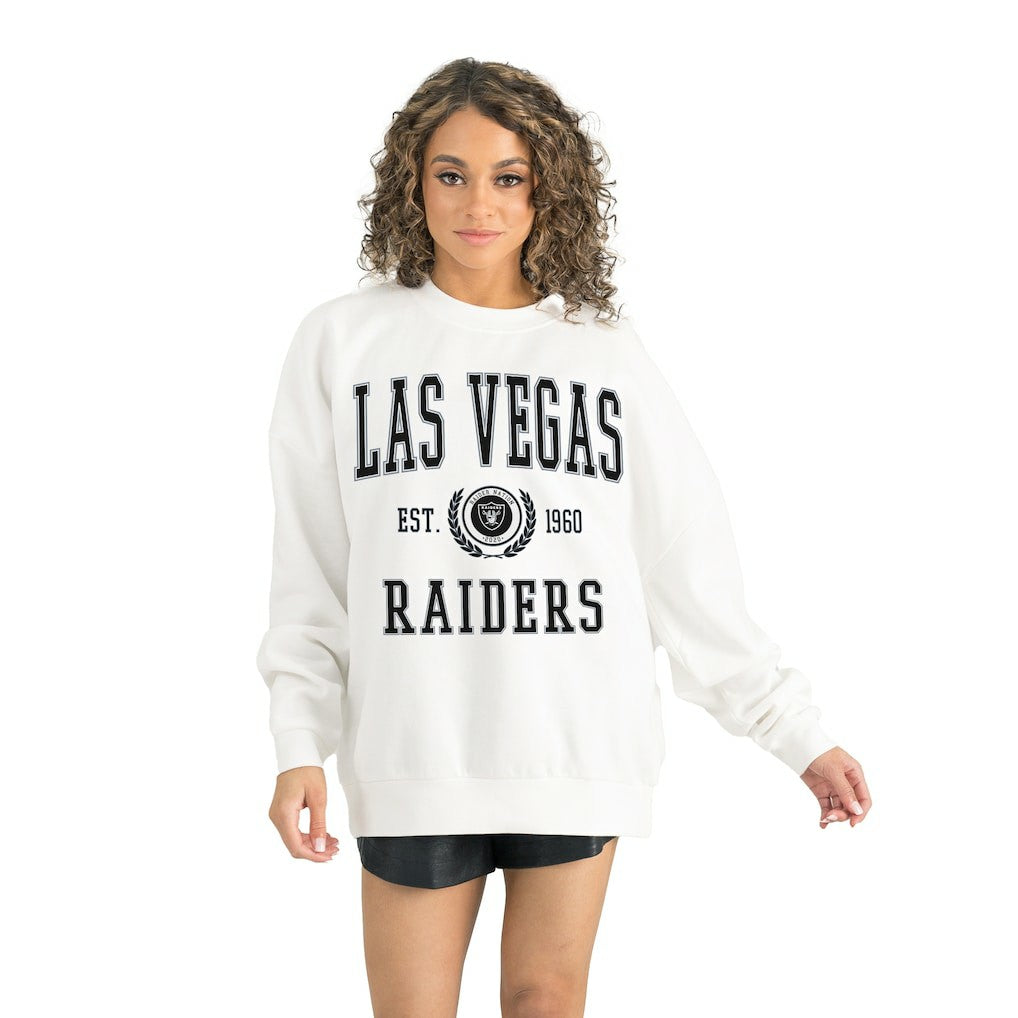 Las Vegas Raiders Gameday Couture Women's Timeless Triumph Premium Fleece Pullover Sweatshirt White