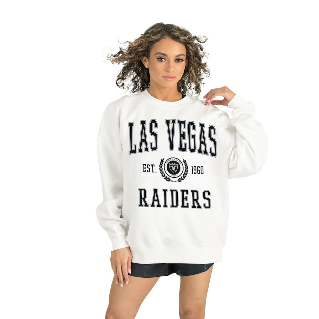 Las Vegas Raiders Gameday Couture Women's Timeless Triumph Premium Fleece Pullover Sweatshirt White