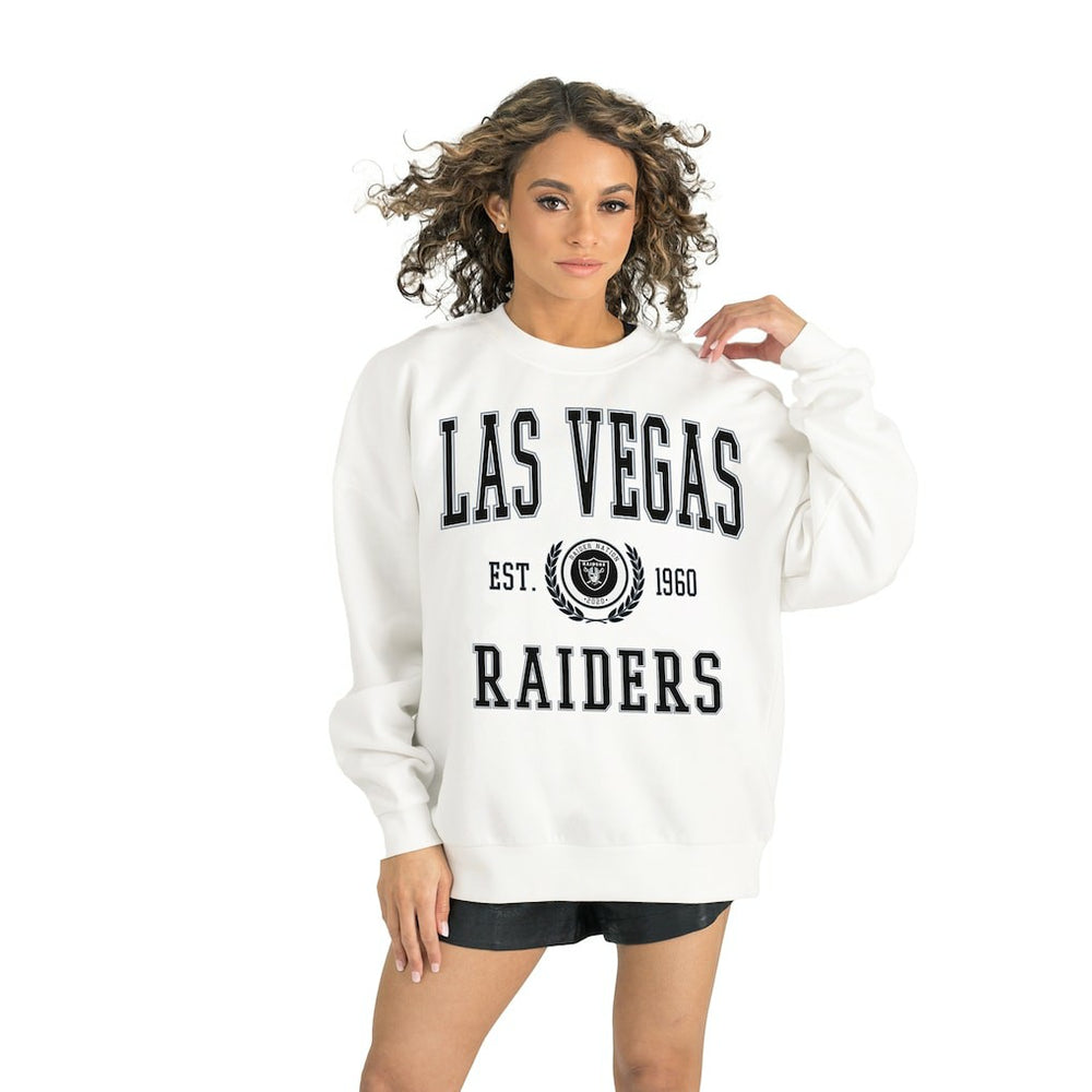 Las Vegas Raiders Gameday Couture Women's Timeless Triumph Premium Fleece Pullover Sweatshirt White