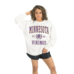 Minnesota Vikings Gameday Couture Women's Timeless Triumph Premium Fleece Pullover Sweatshirt White