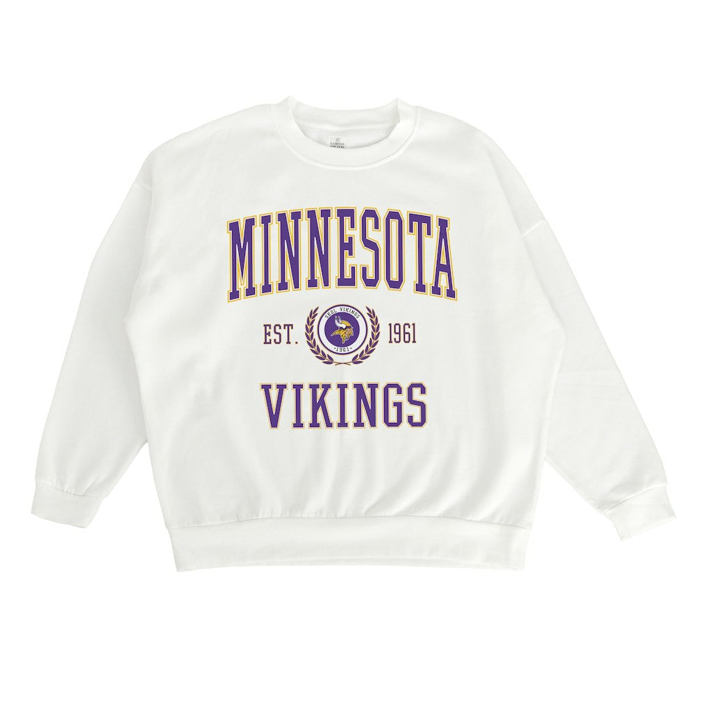 Minnesota Vikings Gameday Couture Women's Timeless Triumph Premium Fleece Pullover Sweatshirt White