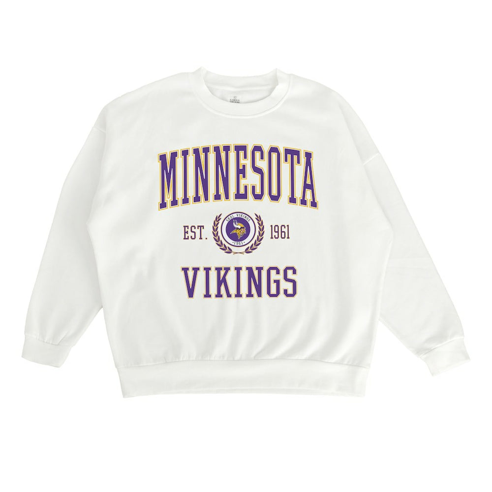 Minnesota Vikings Gameday Couture Women's Timeless Triumph Premium Fleece Pullover Sweatshirt White