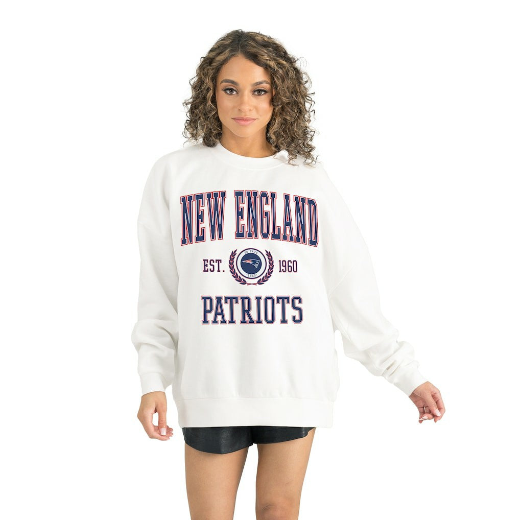 New England Patriots Gameday Couture Women's Timeless Triumph Premium Fleece Pullover Sweatshirt White