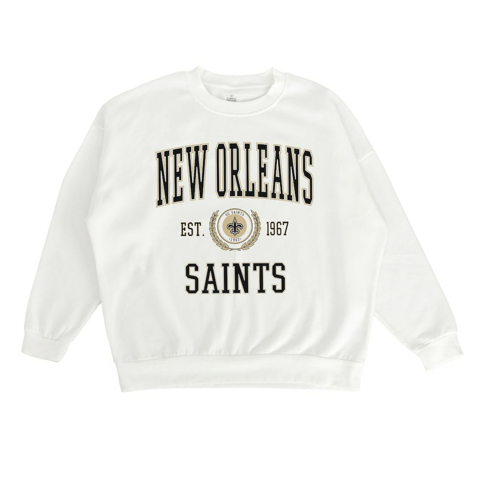 New Orleans Saints Gameday Couture Women's Timeless Triumph Premium Fleece Pullover Sweatshirt White