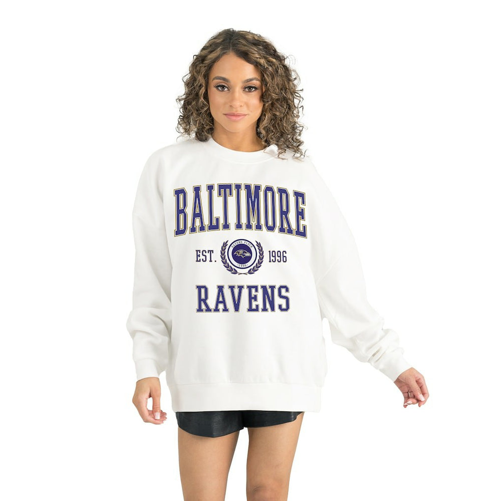 Baltimore Ravens Gameday Couture Women's Timeless Triumph Premium Fleece Pullover Sweatshirt White